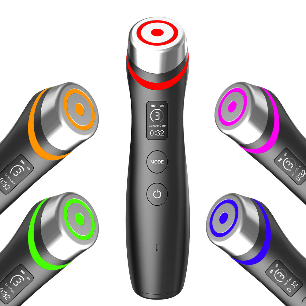 New Product 5 Color Light Import EMS Micro-current Vibration Massager Red Blue Light Water Light Pore Beauty Instrument